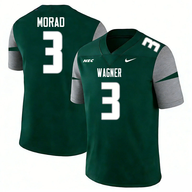 Wagner Seahawks #3 Matt Morad College Football Jerseys,Uniforms Stitched-Green